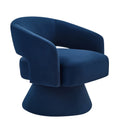 Modern Swivel Barrel Chair, Upholstered Velvet Round Accent Chairs,360 Degree Comfy Swivel Chair With Open Backrest, Single Chair Armchair For Living Room Bedroom, Homerest,Navy Navy Primary Living Space American Design,Contemporary,Luxury,Mid Century