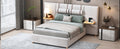 Full Size Upholstered Platform Bed, Two Outlets And Usb Charging Ports On Both Sides, Two Bedside Pillows, Storage Shelves,Velvet,Beige Full Beige Mdf Lvl