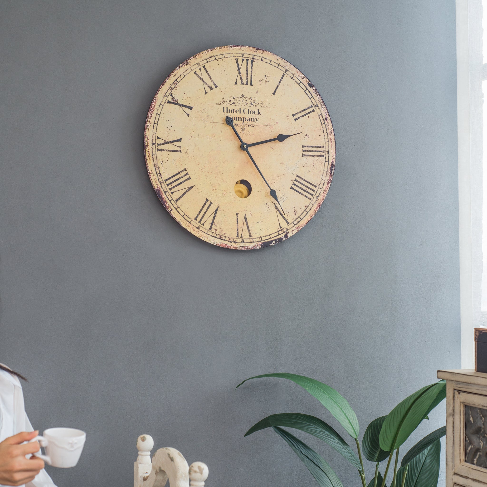 D23X2.2" Wall Clock Beige Mdf