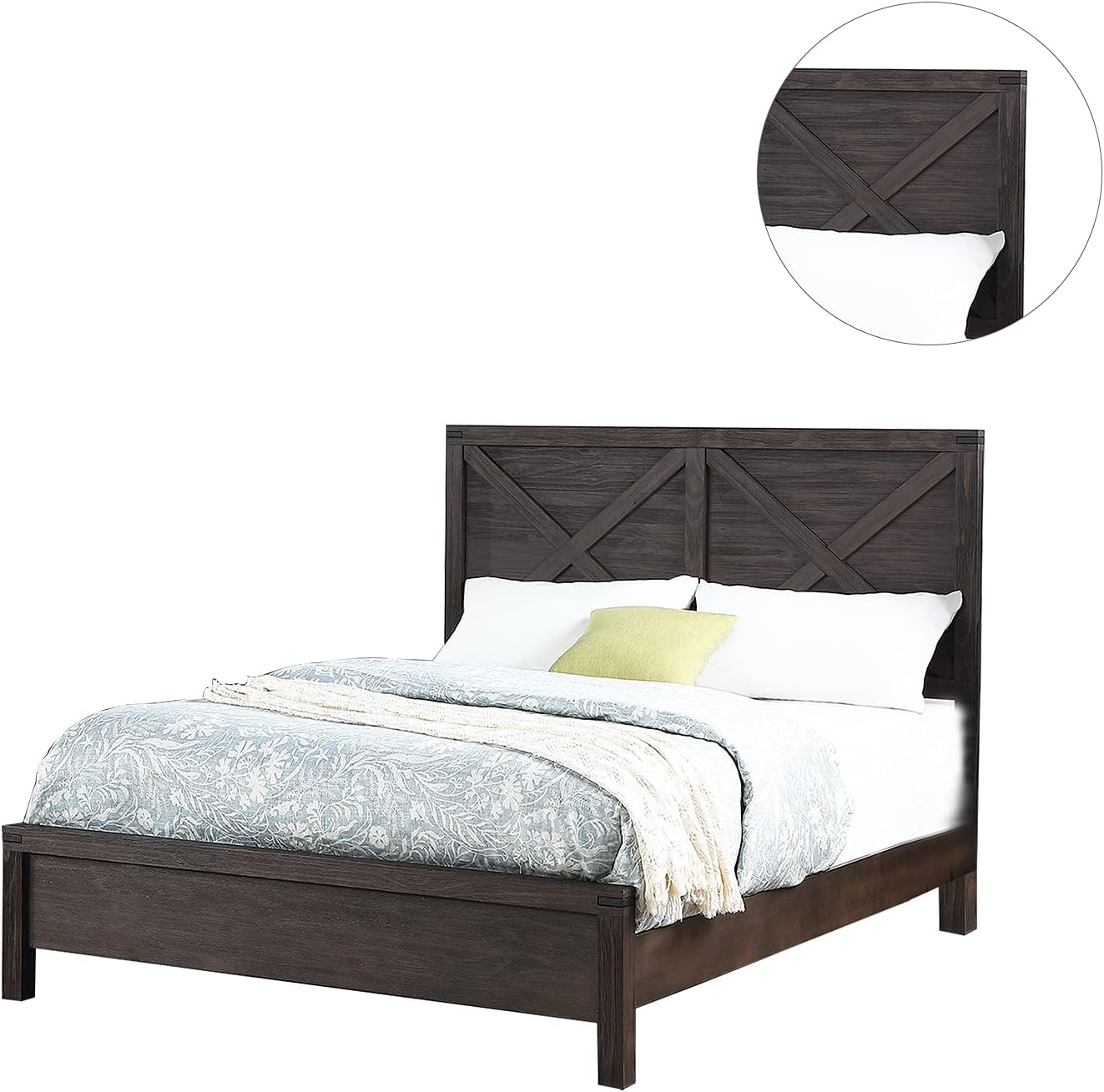 Rustic Contemporary Espresso 1Pc Queen Size Bed Wooden X Design Hb Unique Look Bedroom Furniture Box Spring Required Queen Espresso Espresso Wood Bedroom Contemporary,Modern,Transitional Rubberwood