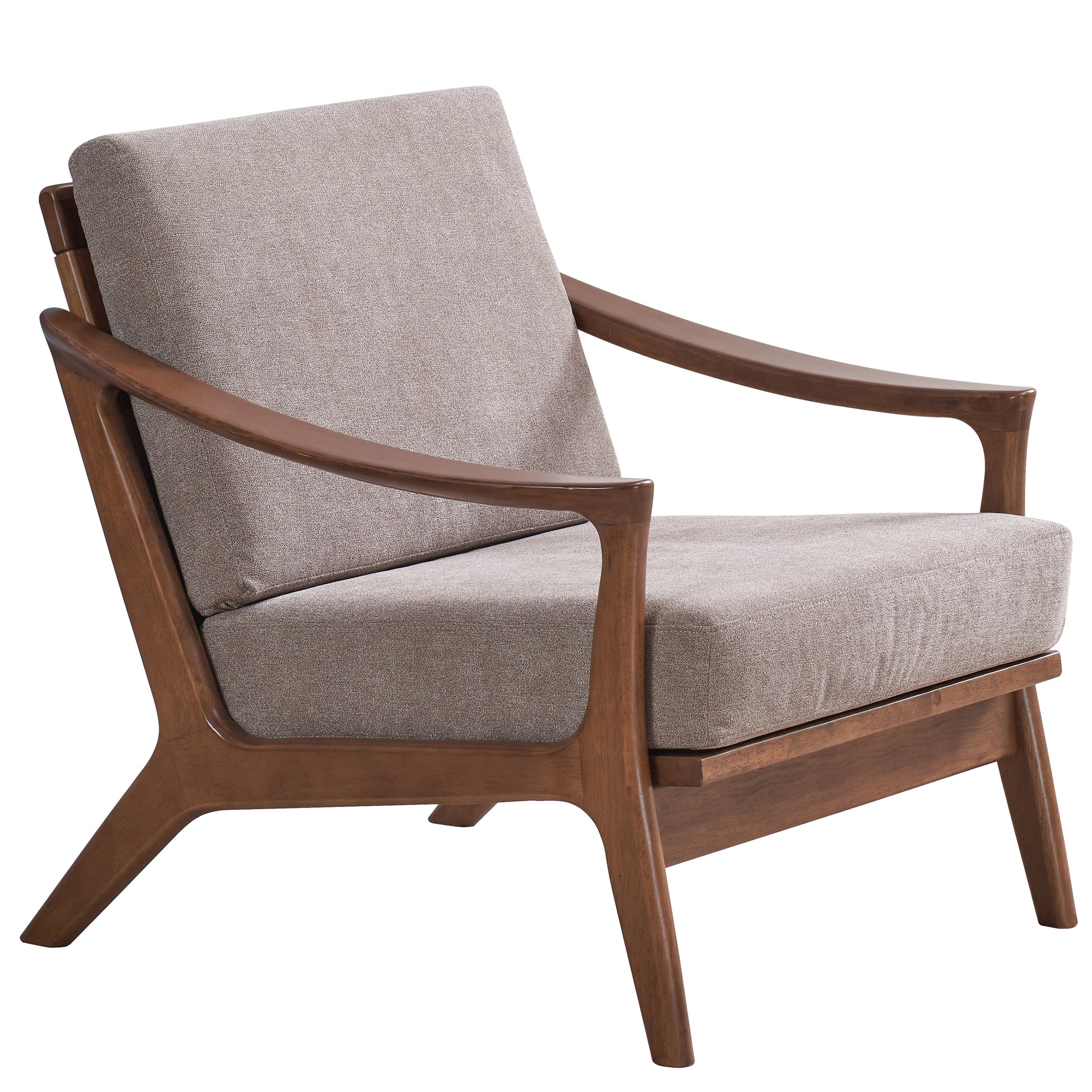 Light Brown And Brown Accent Chair With Removable Cushion Brown Primary Living Space Modern Wood Fabric