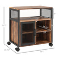 Vinsetto Mobile Printer Stand With Socket & Usb Ports, Rustic Brown Rustic Brown Particle Board