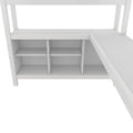 Metal Loft Bed With Wardrobe And L Shaped Desk, Full Size Loft Bed With Storage Cubes And Shelves, Heavy Duty Loft Bed For Kids Teens Adults, White Full Off White Metal