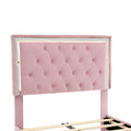 Twin Size Upholstered Bed Frame With Led Lights,Modern Velvet Platform Bed With Tufted Headboard,Pink Twin Pink Velvet