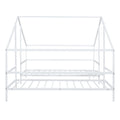 Metal Double Twin Size Triangular House Beds With Built In Table, White Box Spring Not Required Twin White Metal Metal