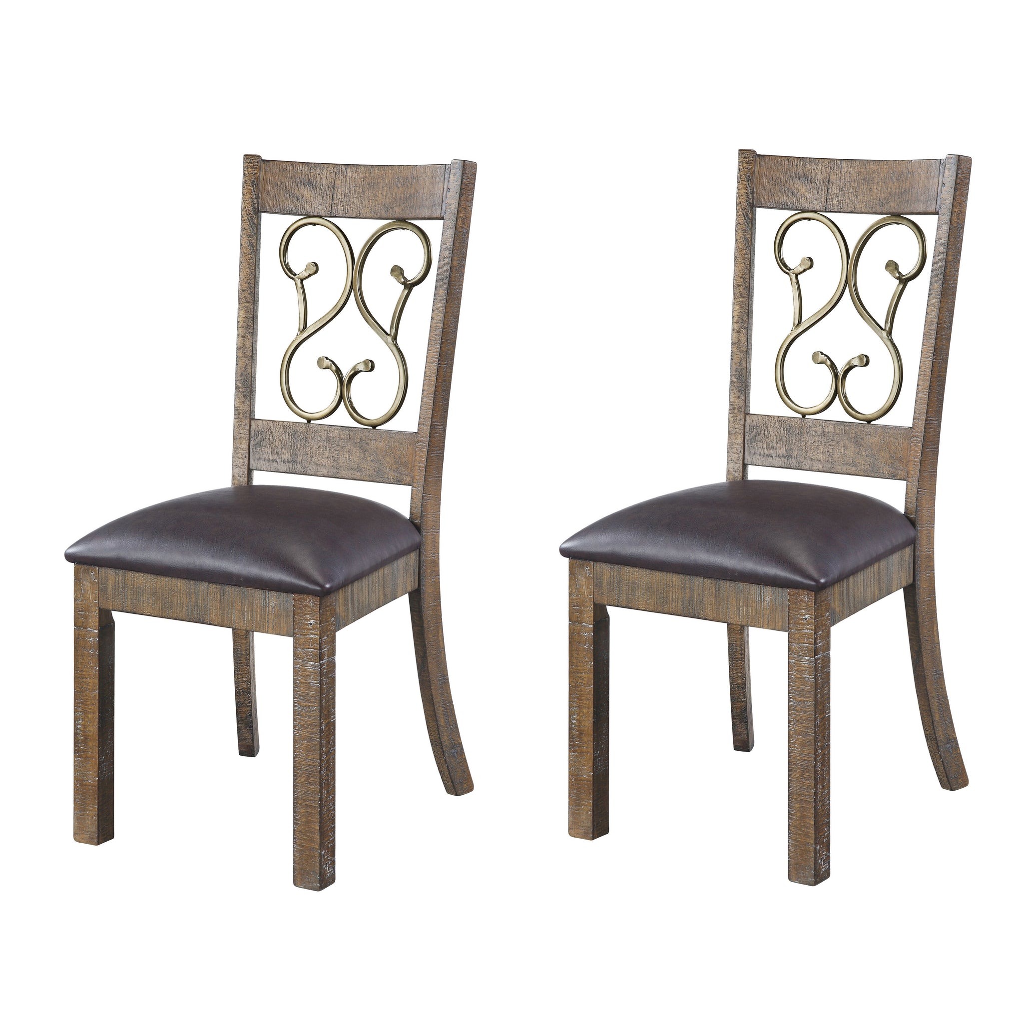 Weathered Cherry And Black Open Back Side Chairs Set Of 2 Natural Black Dining Room Foam Farmhouse Side Chair Rubberwood Open Back Set Of 2 Foam Wood Fabric