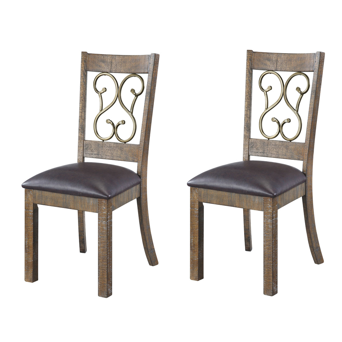 Weathered Cherry And Black Open Back Side Chairs Set Of 2 Natural Black Dining Room Foam Farmhouse Side Chair Rubberwood Open Back Set Of 2 Foam Wood Fabric