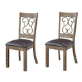 Weathered Cherry And Black Open Back Side Chairs Set Of 2 Natural Black Dining Room Foam Farmhouse Side Chair Rubberwood Open Back Set Of 2 Foam Wood Fabric