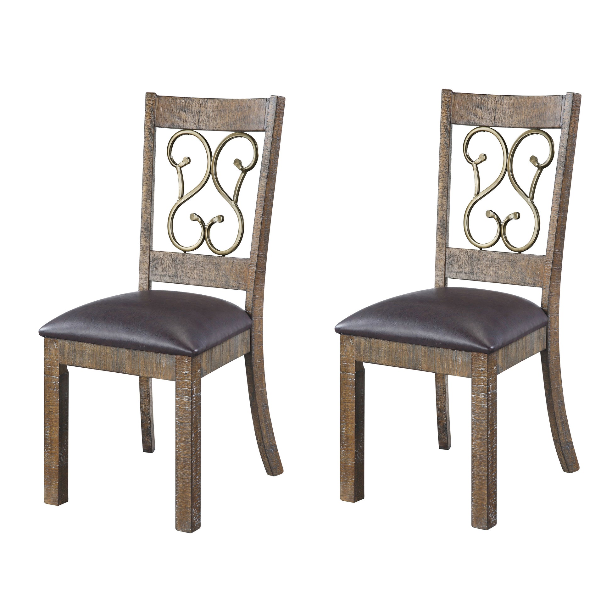 Weathered Cherry And Black Open Back Side Chairs Set Of 2 Natural Black Dining Room Foam Farmhouse Side Chair Rubberwood Open Back Set Of 2 Foam Wood Fabric