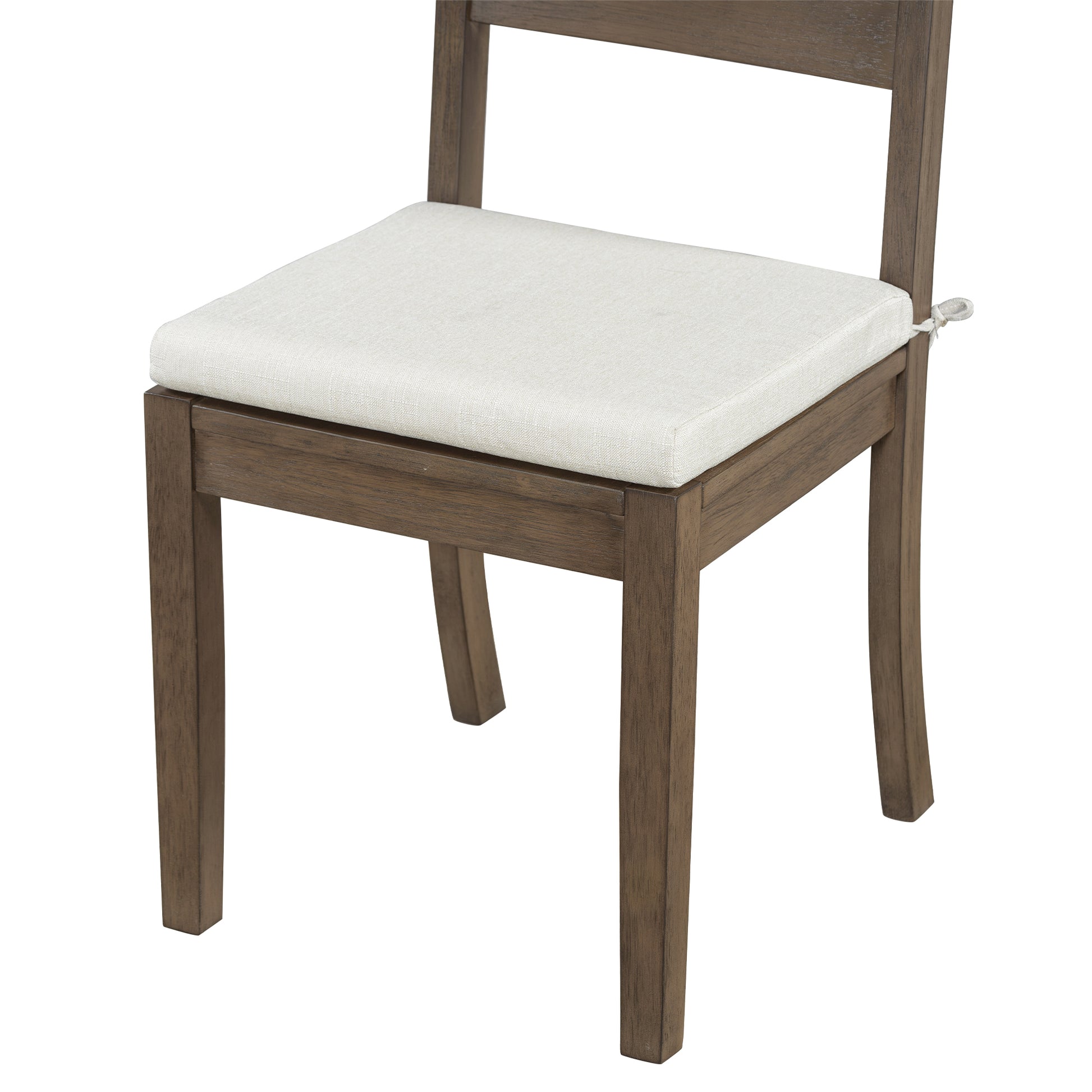 6 Piece Wood Dining Table Set With Storage Shelf And Curved Legs, Kitchen Table Set With Bench And 4 Removable Cushions Dining Chairs, Modern Style, Brown Gray Cushion Wood Dining Room Solid Wood Rubberwood Rectangular Dining Table With Bench Wood Wood