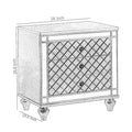 3 Drawer Wooden Nightstand With Diamond Pattern And Mirror Inlay, Gray Gray Solid Wood