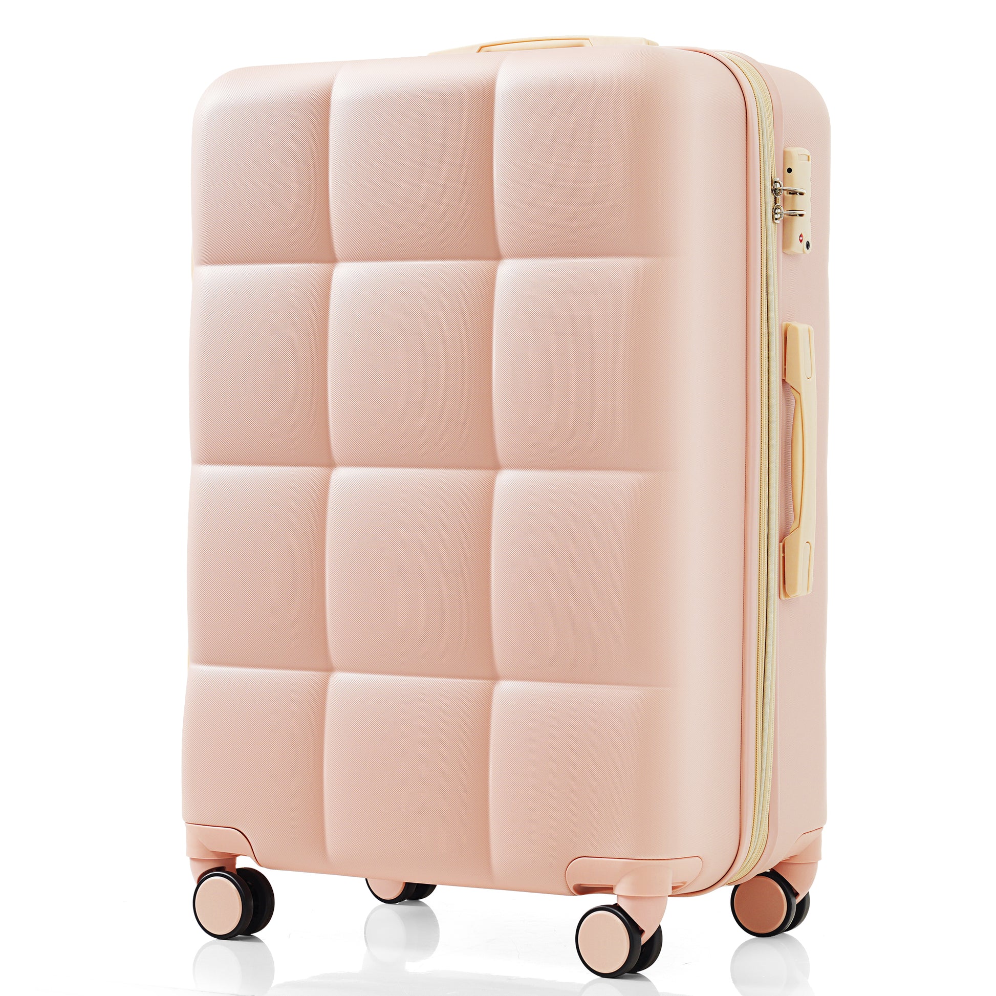 Luggage Sets 4 Piece, 20 Inch With Usb Port, Expandable Abs Durable Suitcase With Travel Bag, Cup Holder, Abs Hard Shell Luggage With Spinner Wheels, Pink Pink Abs