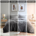 Ombre Shaggy Long Fur Comforter Mini Set Twin Grey Polyester