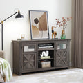 2 Doors Cabinet Farmhouse Cabinet, Farmhouse Tv Stand Barn Design,Modern Farmhouse Tv Media Stand, Large Barn Inspired Home Entertainment Console,Grey, 60.23