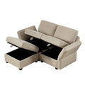 Space Saving Small Sectional Sofa With Ottoman, 2 Seater Sofa With 1 Ottoman, All Seats And Ottomans With Storage Function Beige Beige Fabric 2 Seat