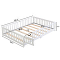 Queen Size Floor Bed With Door,Solid Wood Platform Bed Frame With Fence,Suitable For Children,Pine Wood,White Queen White Wood