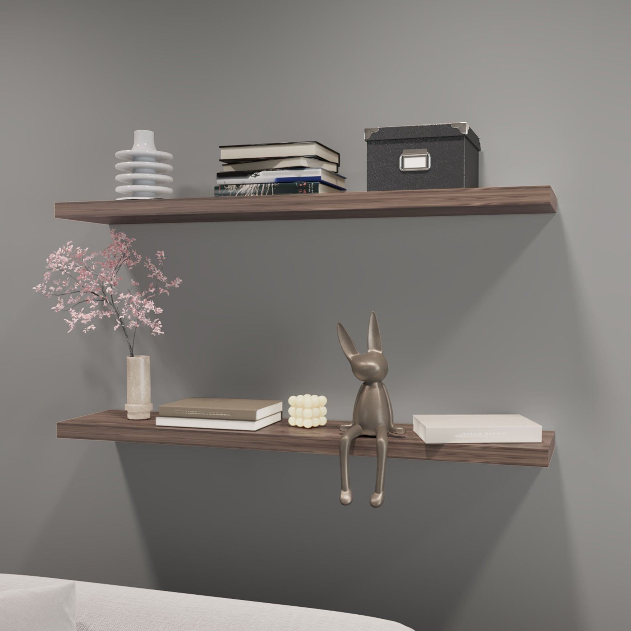 Greer Floating Shelf In Melamine X2,Cognac Cognac Minimalist,Modern Particle Board Melamine