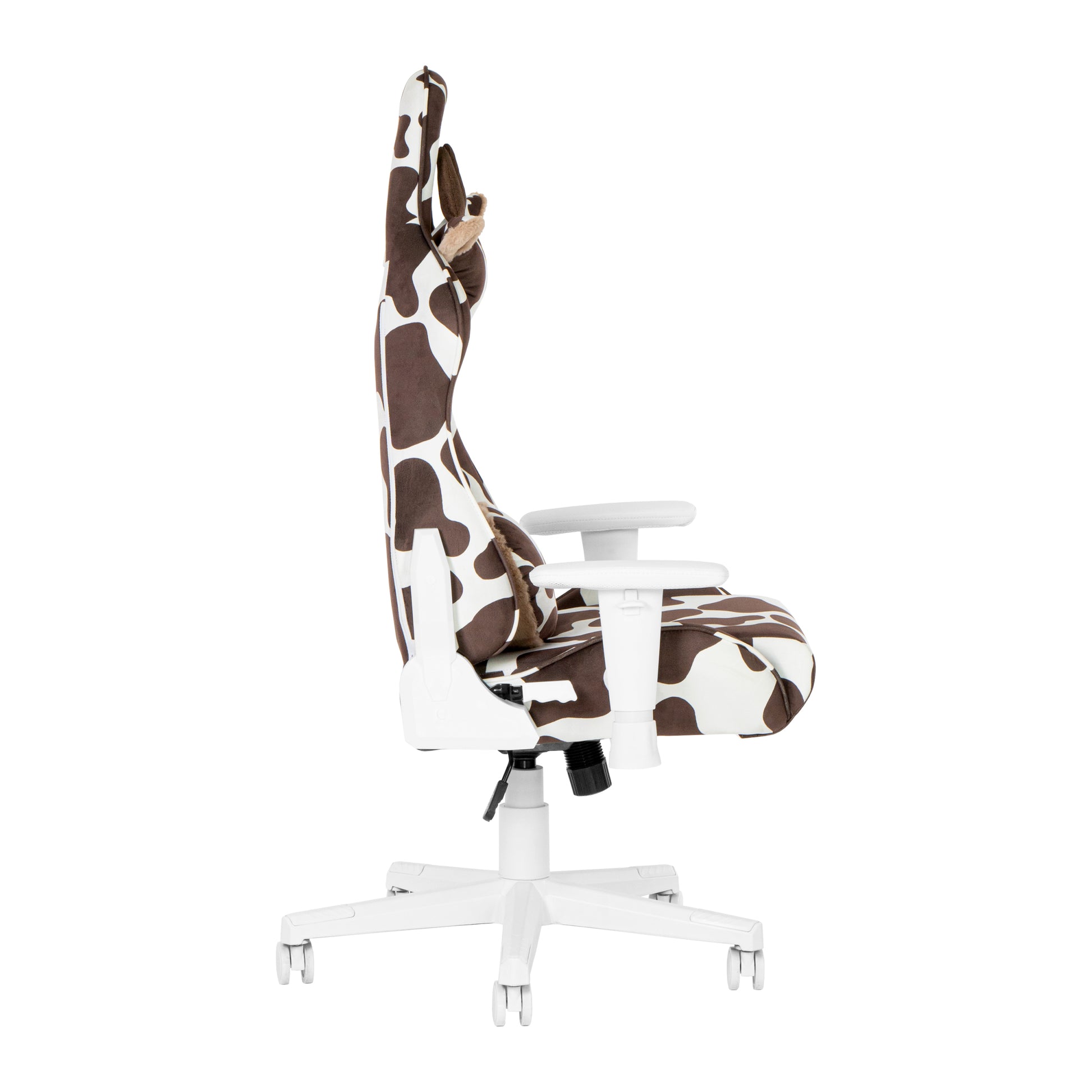 Techni Sport Ts85 Brown Cow Series Gaming Chair Caster Nylon Brown Office Spot Clean Rectangular Modern Handle Office Chairs Solid Back Fabric Metal