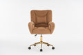 005 Velvet Fabric 360 Swivel Home Office Chair With Gold Metal Base And Universal Wheels,Coffee Solid Coffee Office Sponge Wipe Clean Modern Office Chairs Tufted Back Foam Swivel Velvet