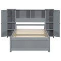 Twin Size Platform Bed With Storage Headboard And Lockers, Gray Twin Box Spring Not Required Gray Wood Bedroom Solid Wood Mdf