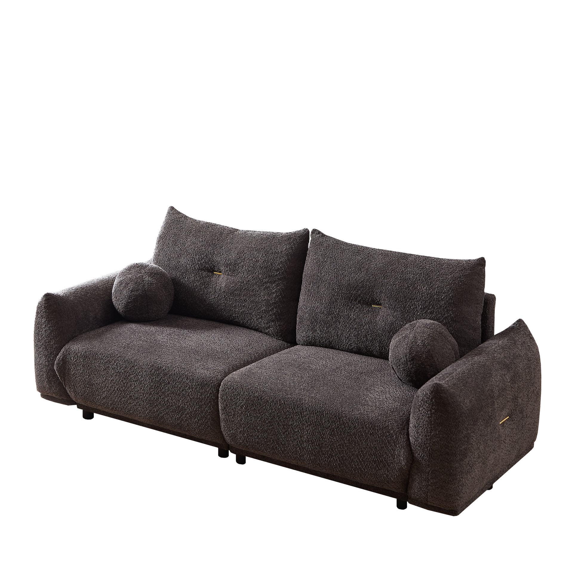 Lamb'S Wool 2 Seater Cushion Sofa 90'' Comfortable Sofa For Living Room Bedroom And Other Casual Spaces Lamb'S Wool Sofa With 2 Cushions And 2 Ball Pillows. Gray Gray Foam Fabric 2 Seat