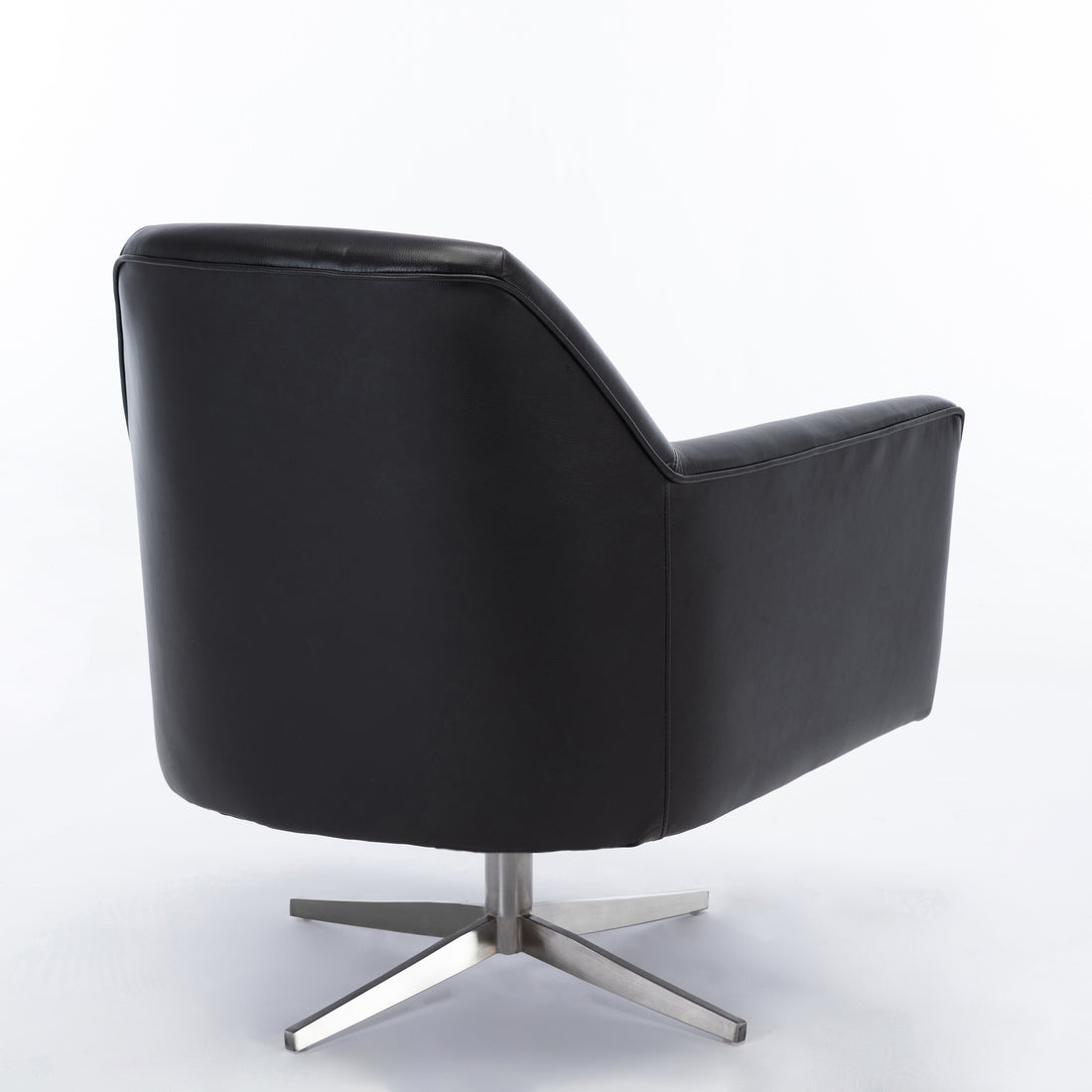 Paulina Black Leather Gel Swivel Armchair Black Foam Faux Leather