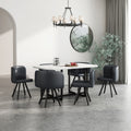 Modern 7 Pieces Dining Table Set, Rectangle Dining Table With 6 Chairs For Dining Room, Kitchen Black Pu Leather