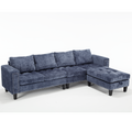 Arrived 5 Seat Modular Sofa,With Storage Ottoman, Convertible Sectional Sofa, L Shaped Couchreversible Chaise ,Riveted Sofa,Chenille, Blue Blue Polyester Wood Primary Living Space Medium Soft Cushion Back Modern Square Arms Foam Metal & Wood 5 Seat
