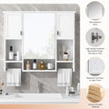 35'' X 28'' Modern Wall Mounted Bathroom Storage Cabinet, Bathroom Wall Cabinet With Mirror, Medicine Cabinet With Towels Bar White 3 5 Mirror Included Bathroom Wall Mounted Mdf Painted
