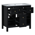 36'' Bathroom Vanity With Resin Sink Combo, Solid Wood Frame Bathroom Storage Cabinet, Freestanding Vanity Set With 5 Drawers& Soft Closing Doors Same As N710S136001B Black Bathroom Solid Wood Mdf Resin