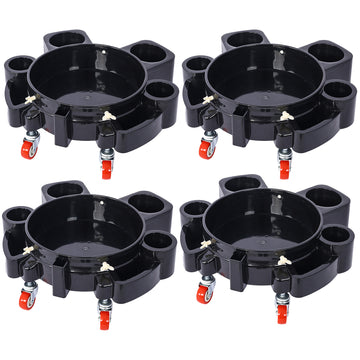 Bucket Dolly 5 Gallon Rolling Bucket Dolly With 5 Rolling Swivel Casters,Removable Bucket Dolly For Car Wash Professional Detailing For Car Washing Detailing Smoother Maneuvering 4Pcs Set Black Plastic