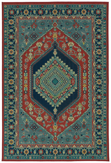 Traditional, Transitional, Oriental, Medallion, Border, Cut Pile 1'9" X 3' Rectangle Throw Rug Red Polypropylene