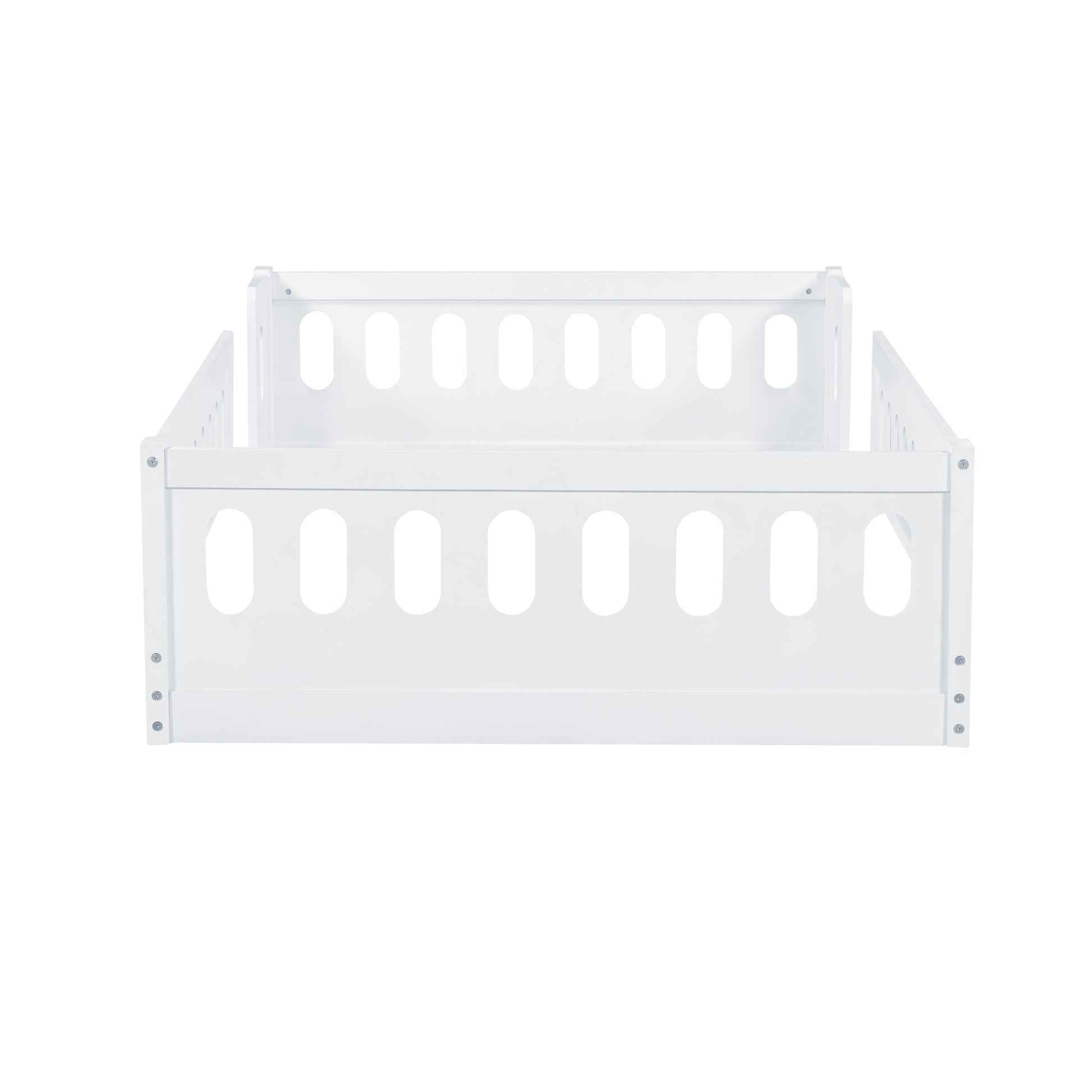 Wood Twin Size Platform Bed With Guardrail, White Box Spring Not Required Twin White Wood Bed Frame Solid Wood Mdf