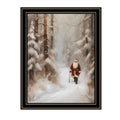 Santa'S Winter Stroll Black Framed Wall Art For Living Room, Holiday Wall Art Print For Home Decor, Bedroom Wall Art By Jo Moulton Multicolor Wood Paper