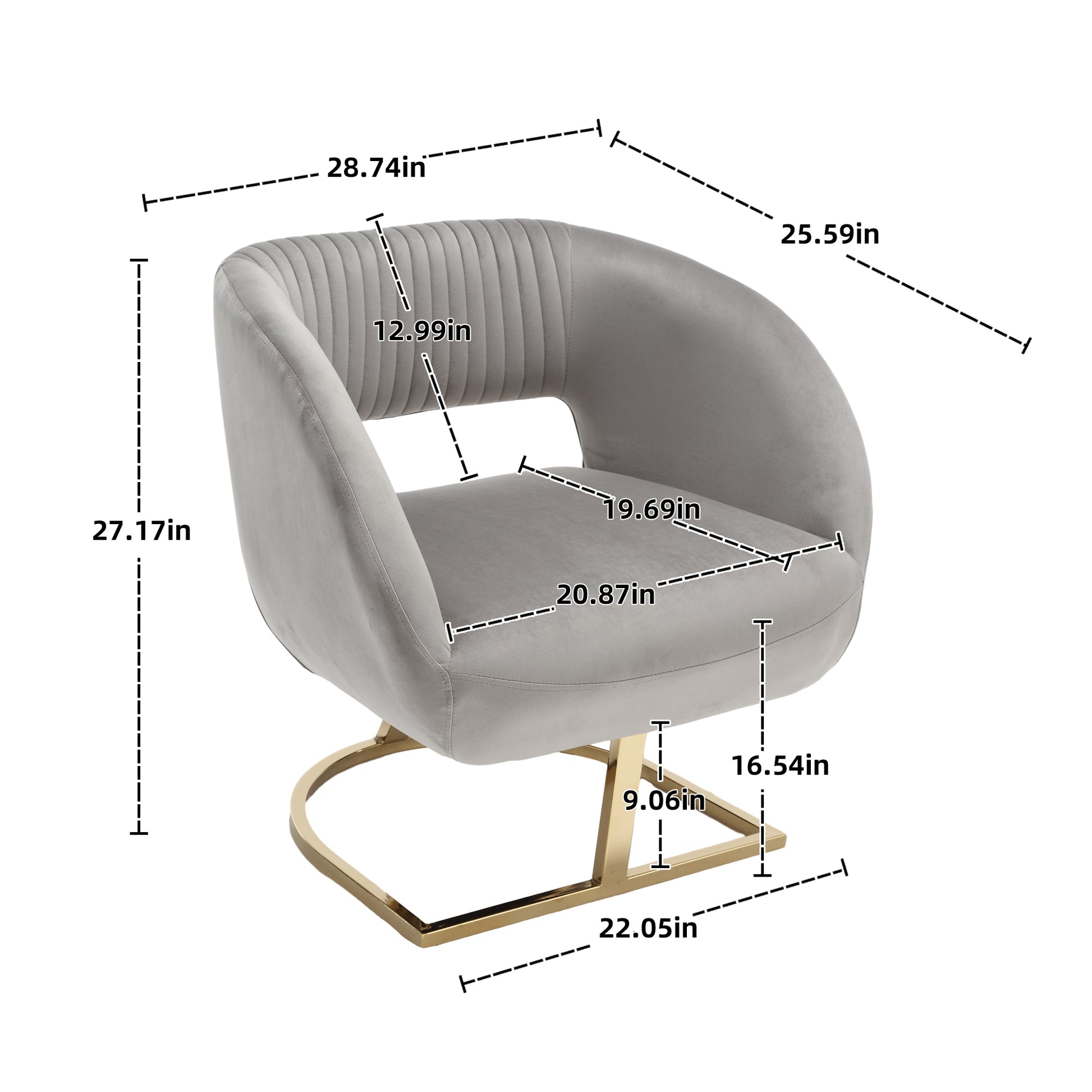 Coolmore Upholstered Tufted Living Room Chair Textured Linen Fabric Accent Chair With Metal Stand Gray Velvet