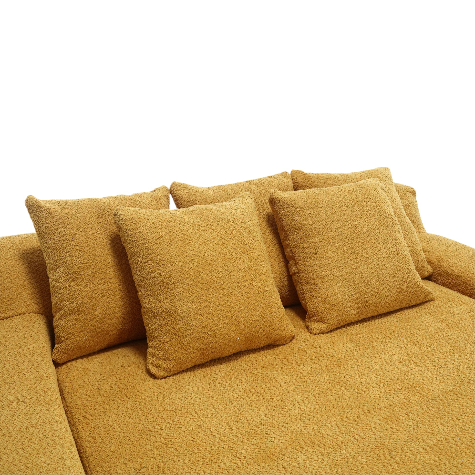 Coolmore Chenille 2 Seater Lazy Sofa With 5 Back Pillows,Comfy Sofa Deep Seat Couch For Living Room,Club Mustard Yellow Mustard Yellow Primary Living Space Modern Foam Chenille 2 Seat
