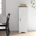 Homcom Farmhouse Storage Cabinet With Adjustable Shelf, Single Barn Door Accent Cabinet For Living Room, Floor Pantry Cabinet, White White Mdf