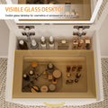 3 In 1 Vanity Desk With Open Top Mirror,Small Make Up Vanity Set With Visible Glass Desktop,Compact Makeup Vanity With 3 Drawers,Dressing Table For Bedroom White White Drawer 3 Drawers Bedroom Ball