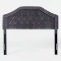 Upholstered Headboard, Diamond Tufted Design, Arched Structure, Easy Assembly, Grey Grey Fabric