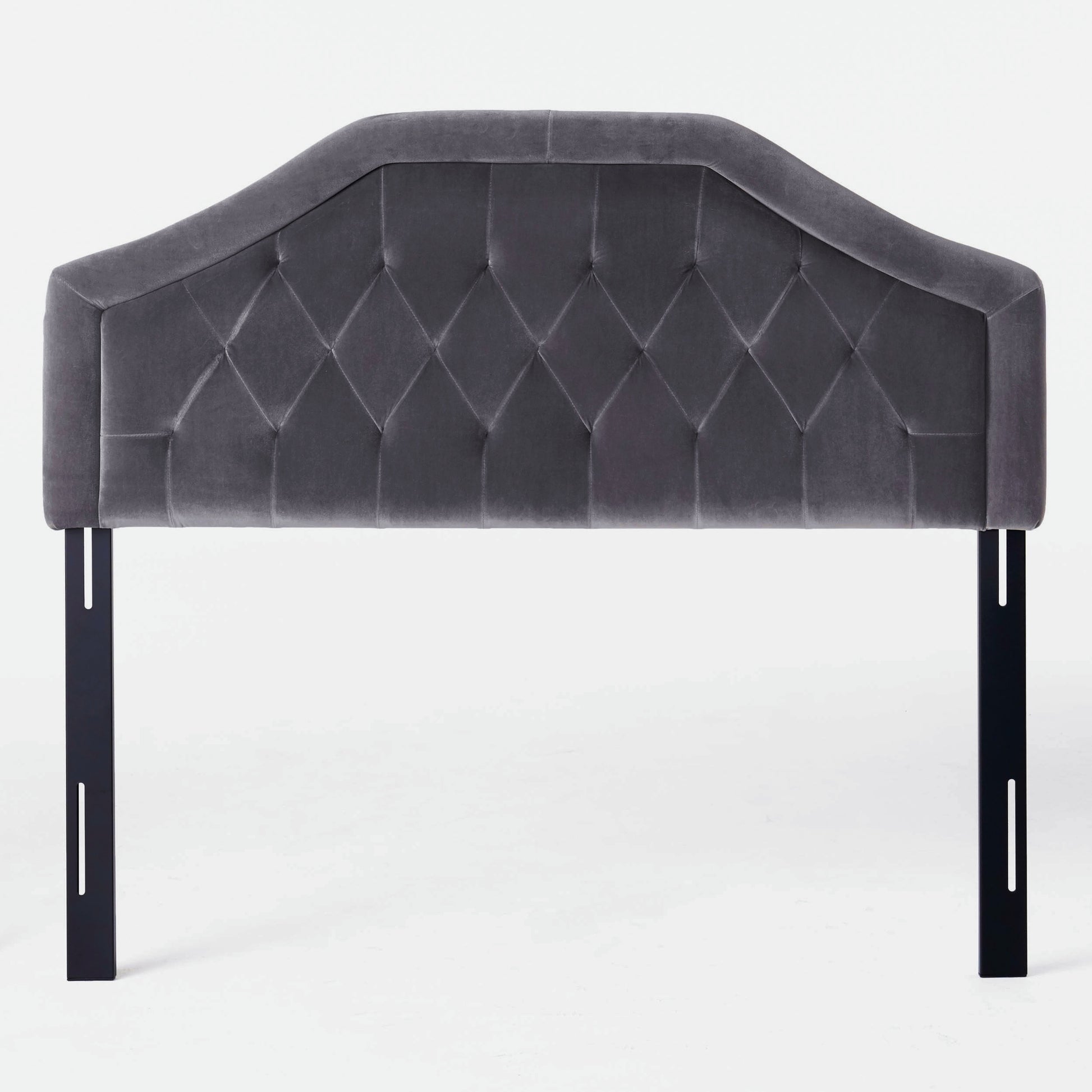 Upholstered Headboard, Diamond Tufted Design, Arched Structure, Easy Assembly, Grey Grey Fabric