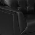 41 Inch Modern Accent Chair, Double Track Arms, Foam Cushioning, Black Black Wood