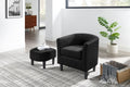 Modern Accent Chair,Upholstered Arm Chair Linen Corduroy Single Sofa Chair With Ottoman Foot Rest Comfy Armchair For Living Room Bedroom And Office,Black Black Fabric
