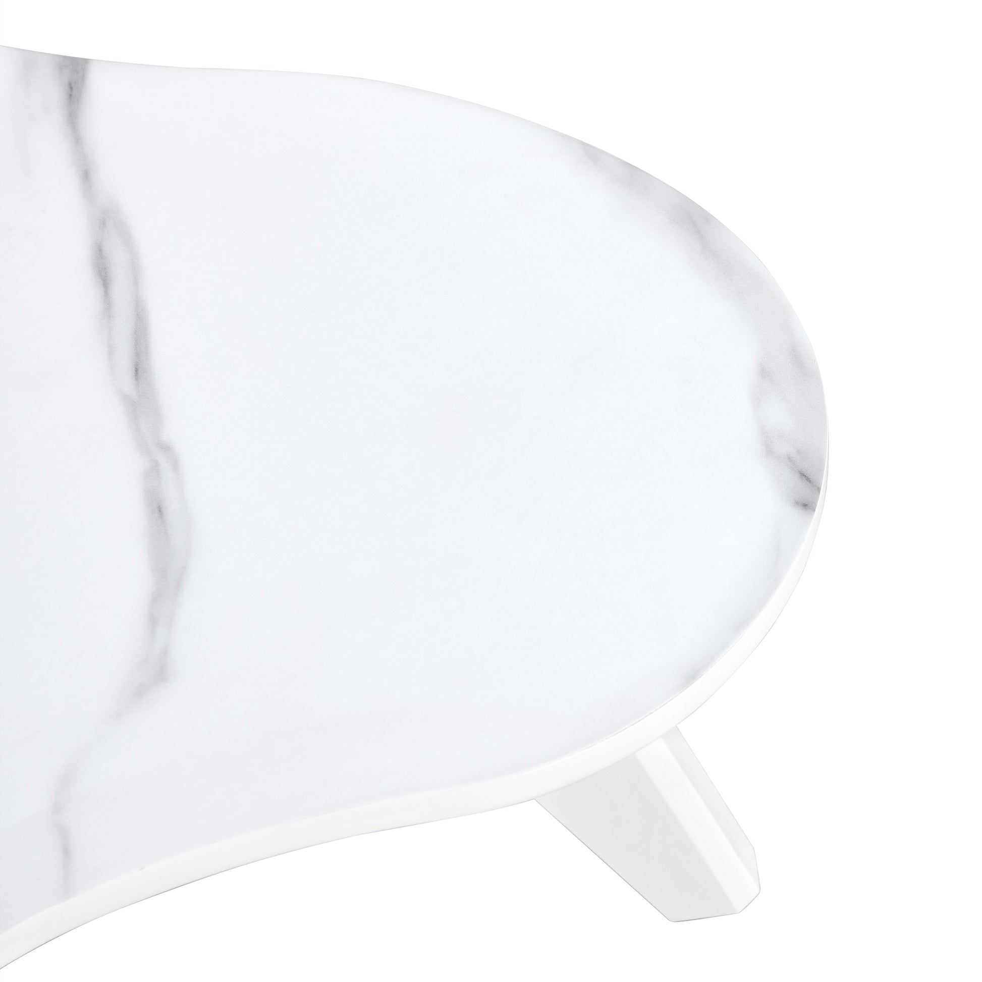 Modern Minimalist White Imitation Marble Tabletop Coffee Table. Solid Wood Spray Painted Desk Legs, Cloud Shape To Give You A Experience, Computer Desk. Suitable For Dining And Living Rooms. White Mdf