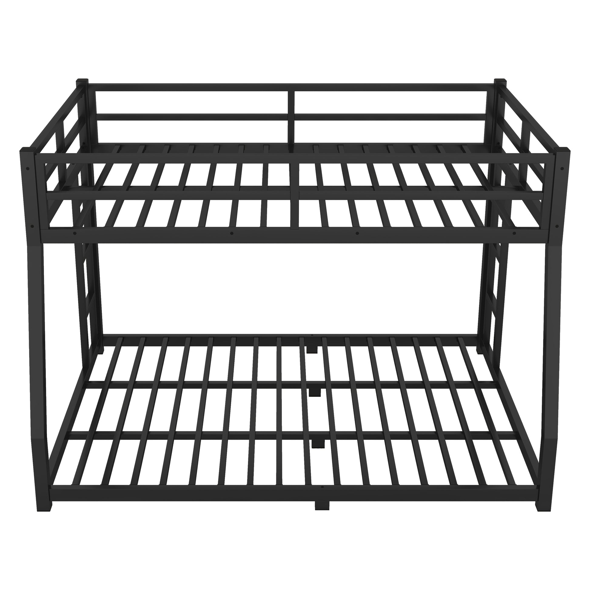 Metal Full Xl Over Queen Bunk Bed For Teens And Adults,Space Saving Noise Reduced No Box Spring Needed, Black Full Xl Black Metal