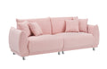The 86.6 Inch Teddy Fleece Pink Sofa With Four Throw Pillows And Hardware Feet Can Sit Comfortably In An Apartment Bedroom Without Taking Up Space Pink Fabric 2 Seat