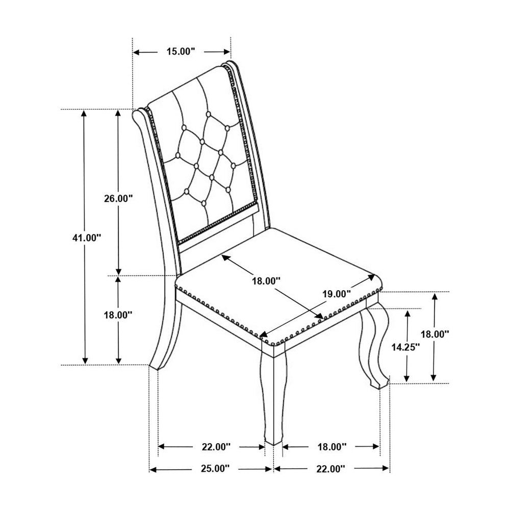 Set Of 2 Cream Fabric Upholstered Dining Chairs, Barley Brown Solid Cream Brown Dining Room Rectangular Dining Chairs Tufted Back Set Of 2 Fabric,Mdf