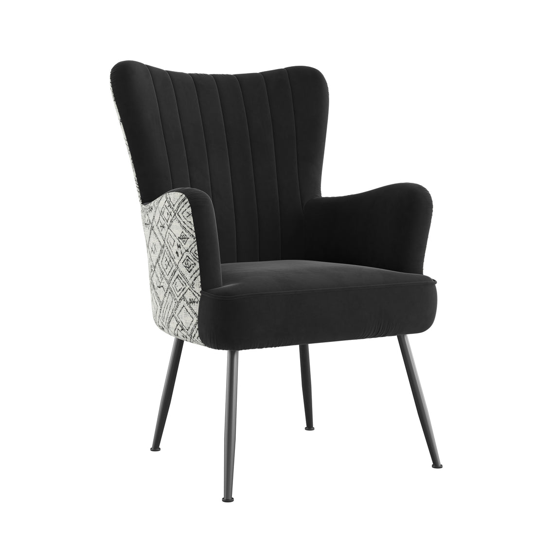 Amirra Black Accent Chair Black Foam Solid Wood