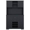 Coffee Bar Cabinet Kitchen Cabinet With Storage, Farmhouse Wine Cabinet With Drawers Shelves And Cabinets, Buffet Cabinet Wine & Glass Racks For Dining Room, Kitchen, Dark Blue Antique Blue Particle