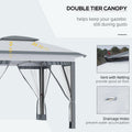 Outsunny 12' X 12' Pop Up Canopy Tent With Netting And Carry Bag, Instant Sun Shelter With 137 Sq.Ft Shade, Tents For Parties, Height Adjustable, For Outdoor, Garden, Patio, Gray Gray Steel