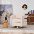 Swivel Barrel Chair For Living Room,360 Degree Swivel Club Modern Accent Single Sofa Chair, Small Leisure Arm Chair For Nursery, Hotel, Bedroom, Office Beige Primary Living Space Modern Linen